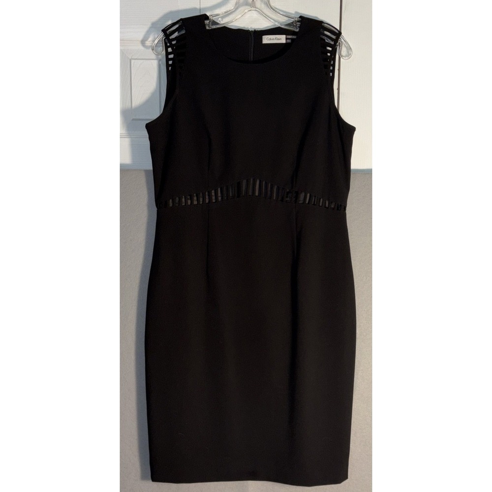 Calvin Klein Womens Black Sheath Dress Cutout Design Sz 12 Carolyn Bessette NWOT